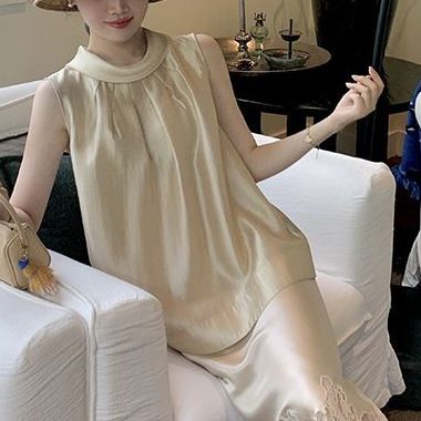 Elegantes, ärmelloses Top mit Umlegekragen für Damen – Sommer 2025, neu, leicht, hochwertig, französischer Stil, atemberaubend_voghion.com