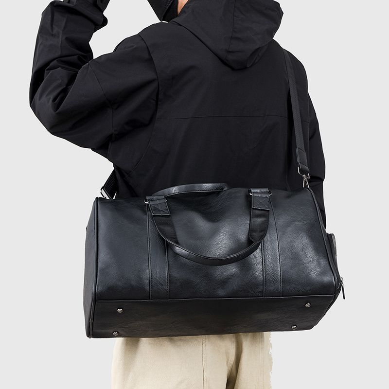 Men's Genuine Leather Travel With Shoe Compartment, Large Capacity Handbag, Shoulder Crossbody Bag, Waterproof And_voghion.com