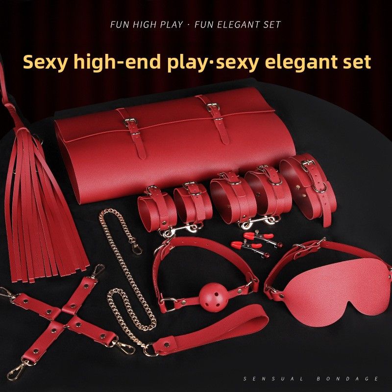 Set di 10 accessori per l'allenamento SM, set SM in pelle, manette sessuali con custodia, prodotti alternativi per adulti_voghion.com