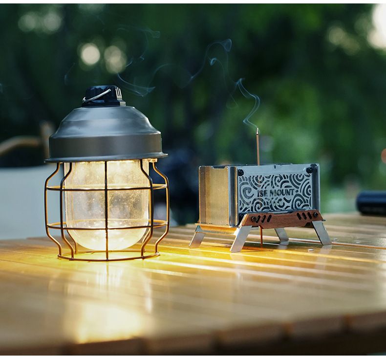 Abnehmbarer Mini-Aromatherapie-Holzofen aus Edelstahl für den Außenbereich, tragbare Feuerplattform für Camping, Moskitonetz_voghion.com