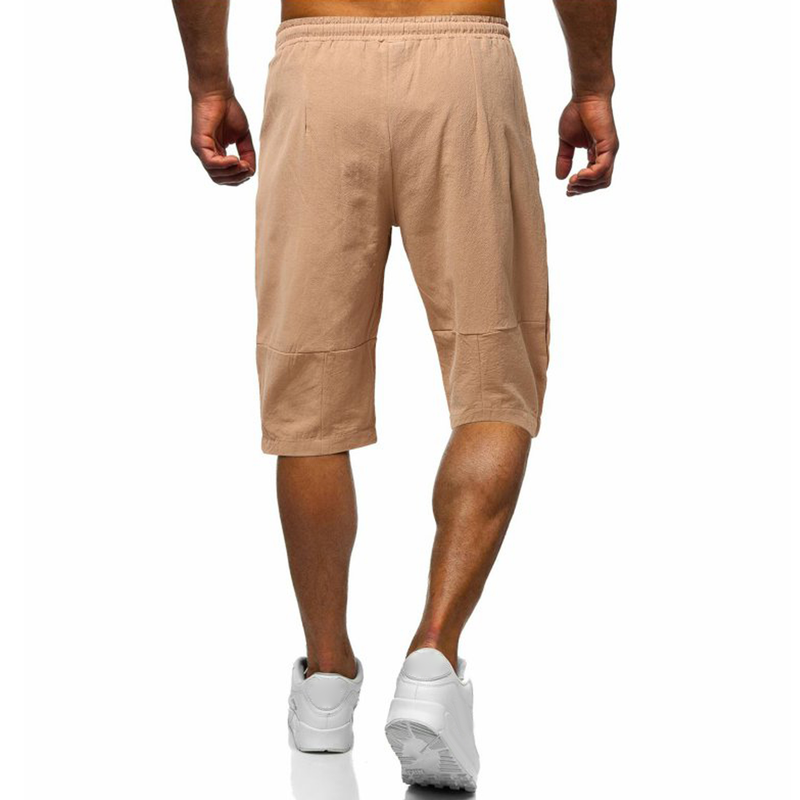 Weizhifu Cargo Shorts Loose Drawstring Casual Pockets Shrink Resistant Keep Cooling Linen Solid Color Summer Cargo Shorts Men Clothes_voghion.com