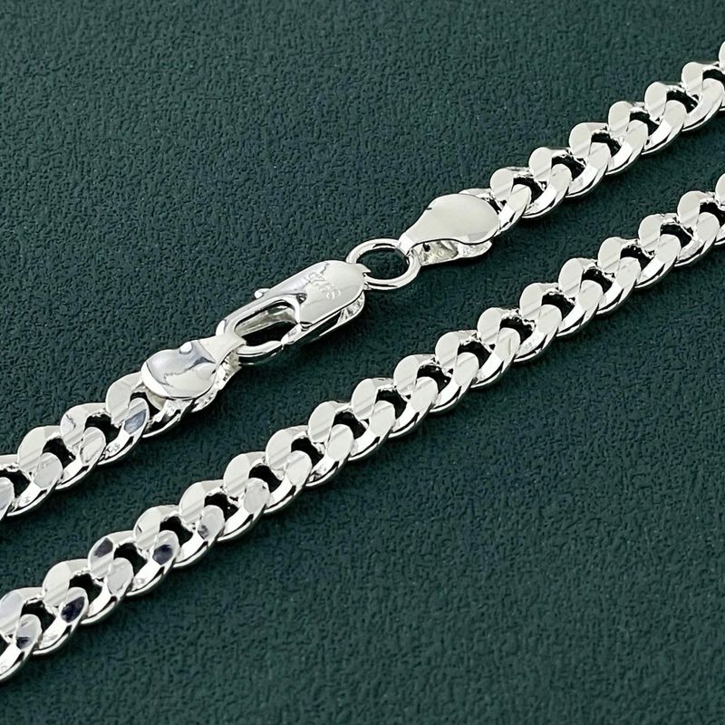 Collana concava laterale intagliata da uomo in stile punk, placcata in argento e rame vivo, 7 mm_voghion.com