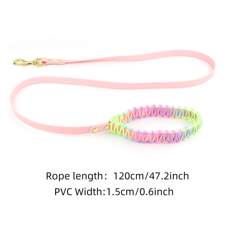 Pet Supplies Collar And Colorful PVC Straps Back Rope Fashionable Dog Walking Leash Set Golden Retriever Pitbull Pug New_voghion.com