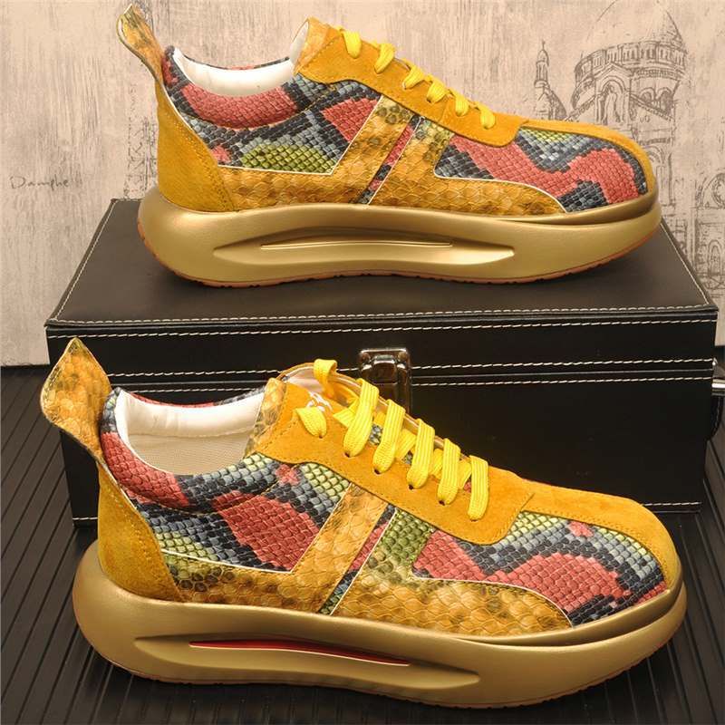 Geschikt voor alle seizoenen Trendy dikke zool Veelzijdige kleurblokken Echt leer Heren niche-ontwerp Sportief Casual Papa Comfortabele Agan-schoenen_voghion.com