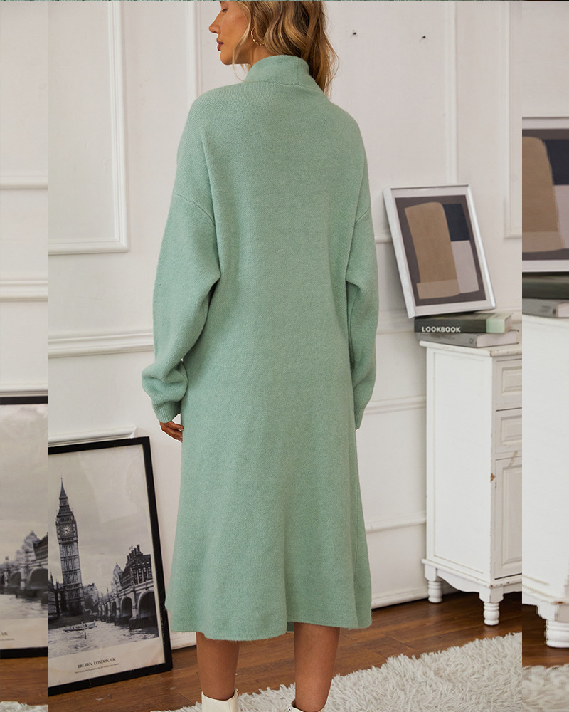 Damenbekleidung, gestrickter Anzug, elegantes Weste-Kleid für Damen + lange Strickjacke, heiß_voghion.com