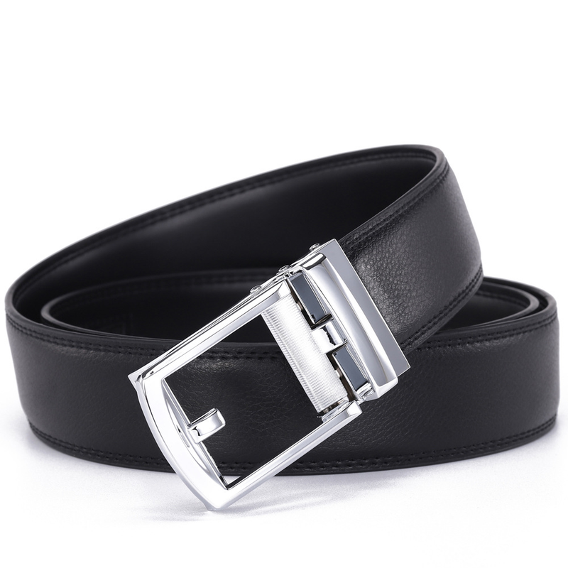 2024 New Fashion Versatile Leather Belt Men's Automatic Buckle Belt Cowhide Belt False Needle Buckle Belt_voghion.com