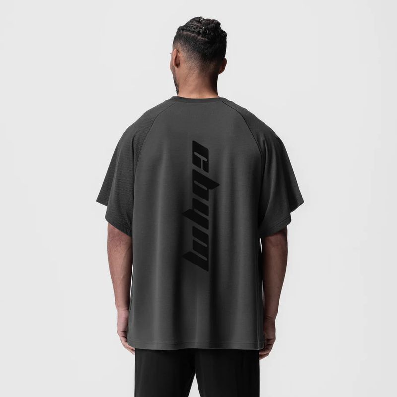 T-shirt de sport à manches courtes pour homme, style européen d'été, avec empiècement en maille gaufrée, séchage rapide, respirant et tendance._voghion.com
