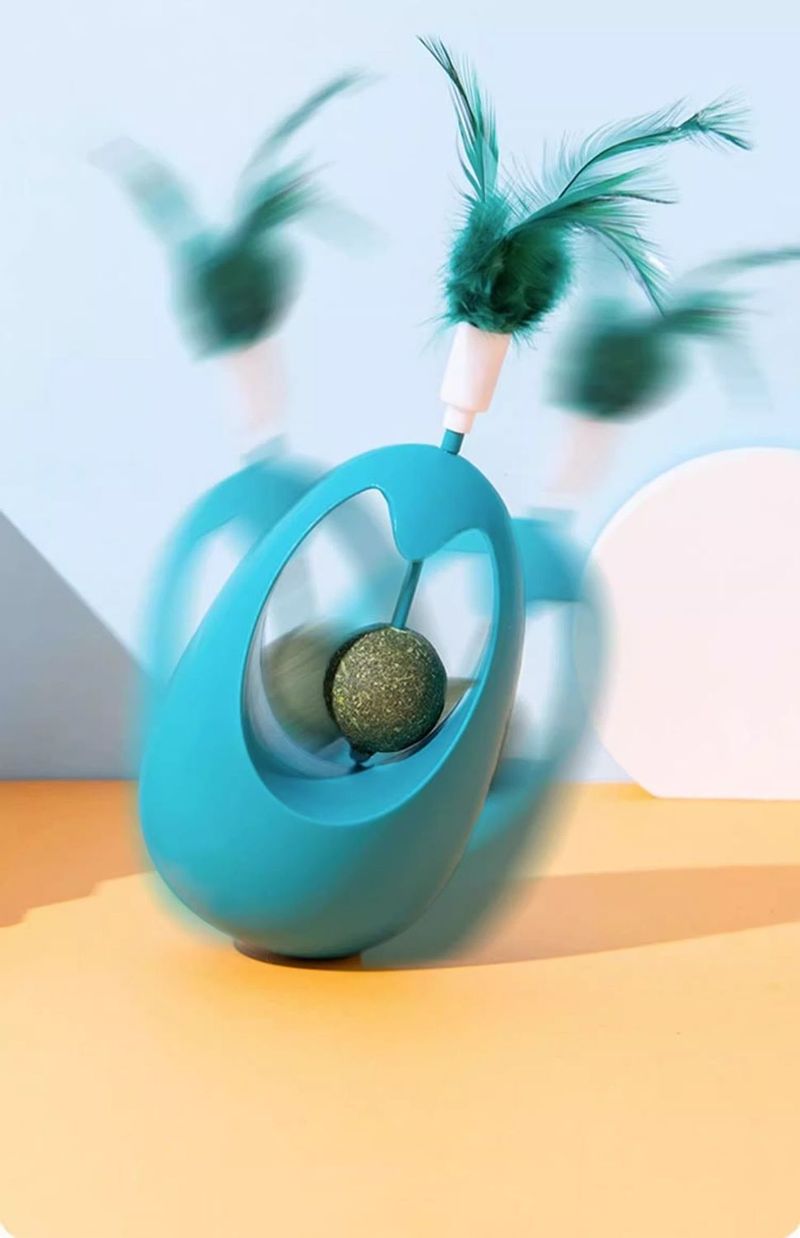 Wobbly Catip Turtable Toy Feather Teaser Wad Boredom Relief Self-Etertaimet Cat Teasig Artifact Eergy_voghion.com