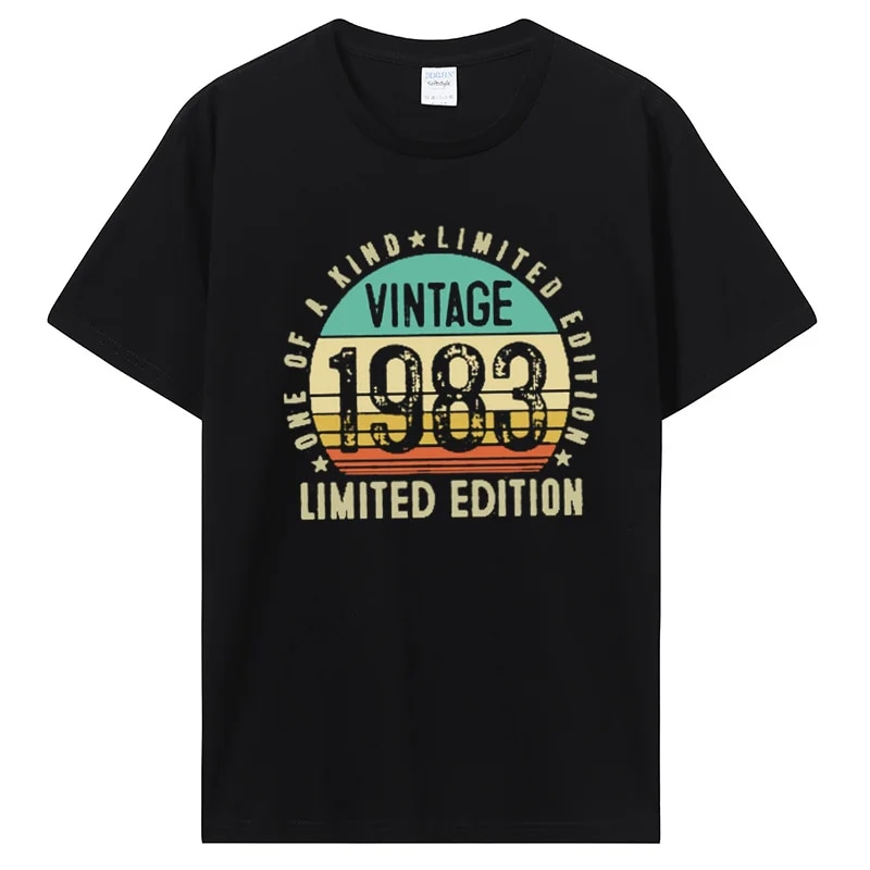 Camiseta "El mejor regalo de la historia" para hombre y mujer, regalos antiguos, camiseta vintage de cumpleaños de 1983, edición limitada, camisetas de algodón._voghion.com