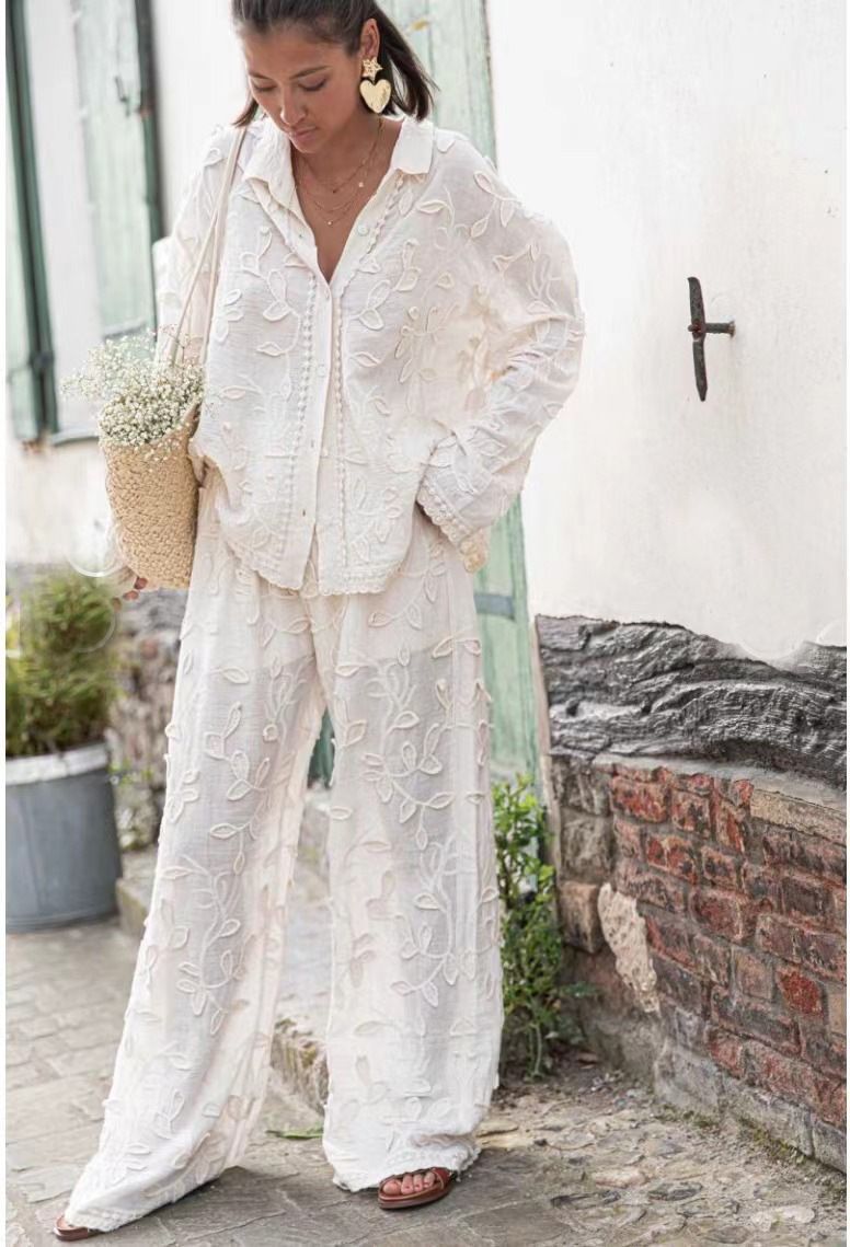 Women's Clothing Fashionable Silk Cotton Jacquard Two-piece Set _voghion.com