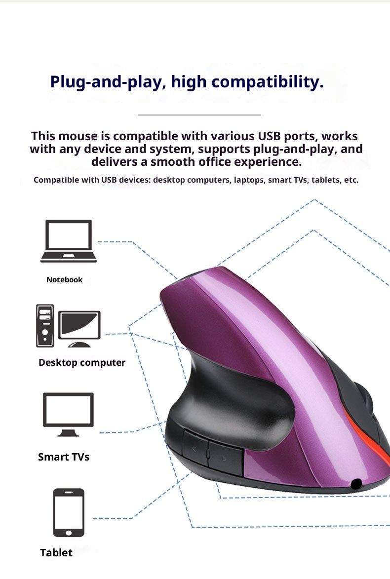 Digitex Digitex Rechargeable Vertical Wireless Mechanical Computer Laptop Gaming Office Infinite Bluetooth Mouse Wholesale_voghion.com