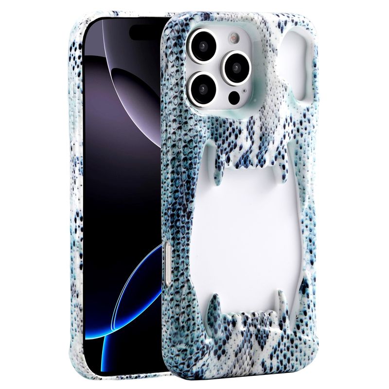 Custodia morbida con motivo a serpente e dente di tigre cavo compatibile con iPhone 16 15 Max, impermeabile e adesiva, per telefono 14 Pro_voghion.com