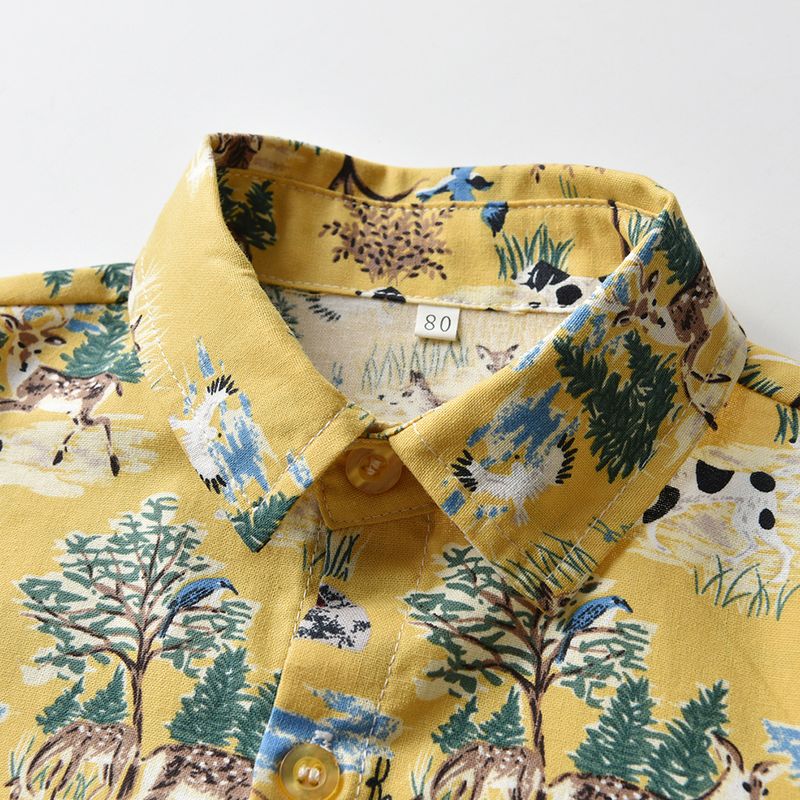 Abbigliamento per bambini estate nuovi ragazzi stampa animalier maglietta a maniche corte pantaloncini stile casual due pezzi vestito per bambini_voghion.com