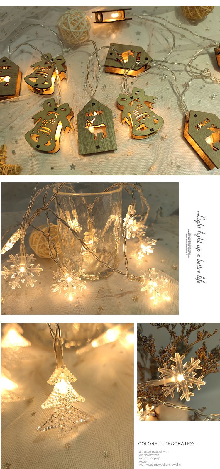 Luci natalizie a LED - Decorazioni a tema Babbo Natale e pupazzo di neve (1,5 m/3 m/4,5 m, 20 lampadine LED, IP42, durata 100.000 ore)_voghion.com