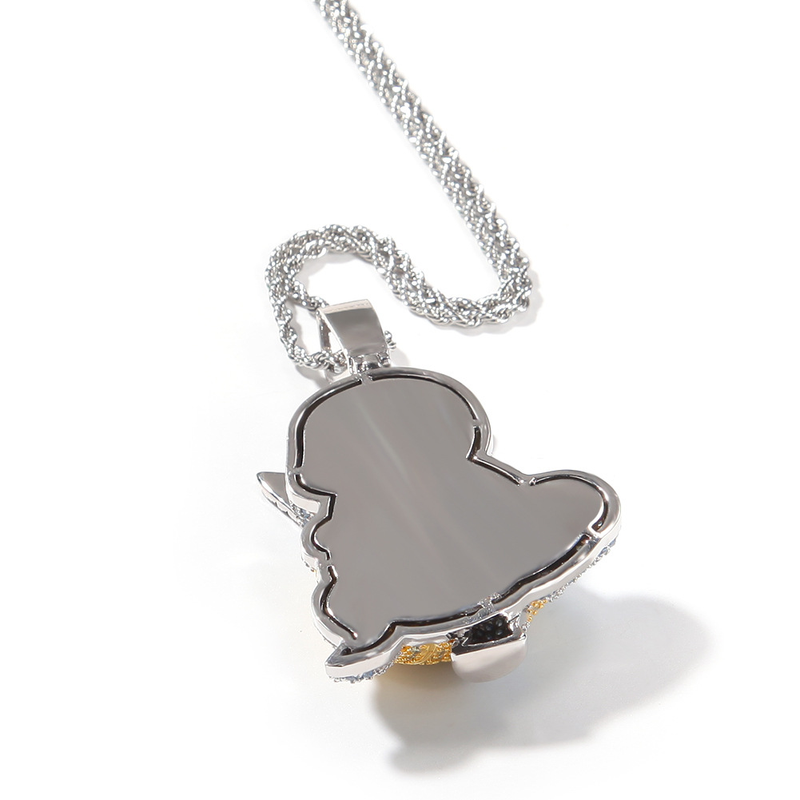 Hip Hop Cartoon Johnny Turtle Full Diamond Pendant with Copper Inlaid Zircon Stone, Cool and Fashionable Bounce Dangle_voghion.com