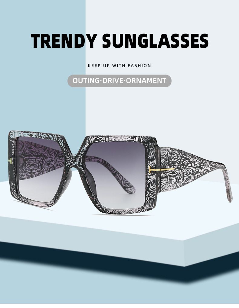 Gafas de sol para hombre y mujer Gafas de sol cuadradas de montura grande con protección UV y palabra en T Gafas de sol de moda para hombre y mujer Gafas de sol_voghion.com