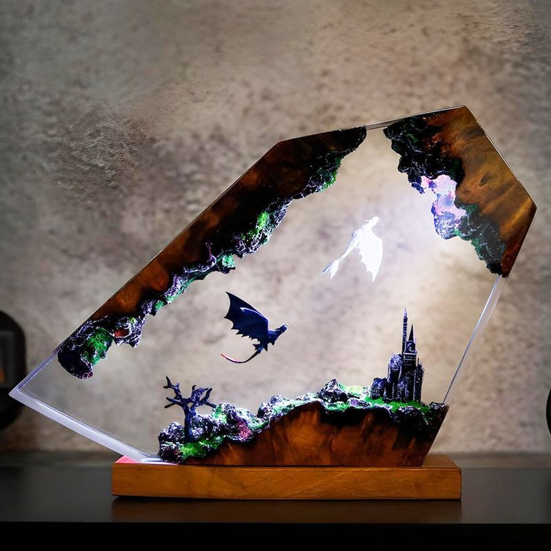 Kreatywna żywiczna lampka nocna do sypialni, lampka nocna w stylu boho, ozdoba do domu_voghion.com
