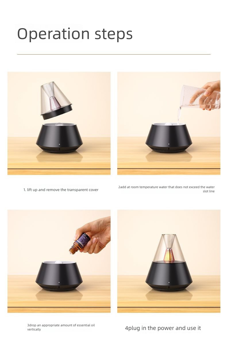 Bedroom Diffuser Humidifier Essential Oil Aromatherapy Lamp Small Atomizer Light Luxury Room Silent Hydration_voghion.com
