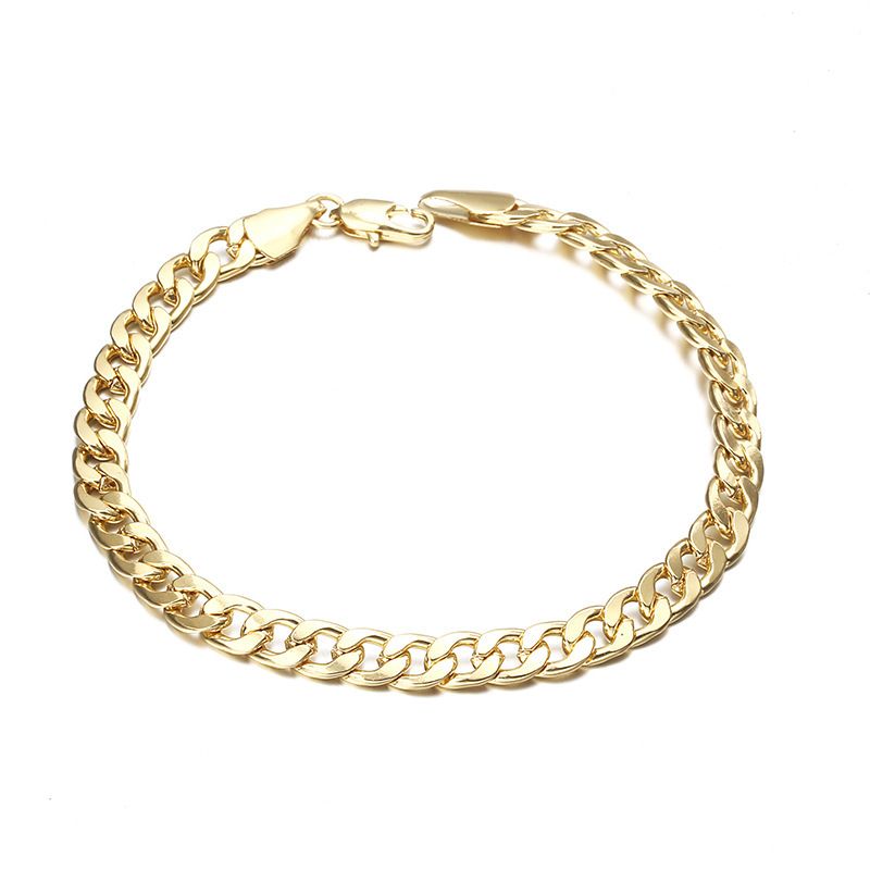 Neuer Stil Personalisierte kubanische geprägte Mode Einfache Gold geflochtene Kette Paar Armbänder_voghion.com