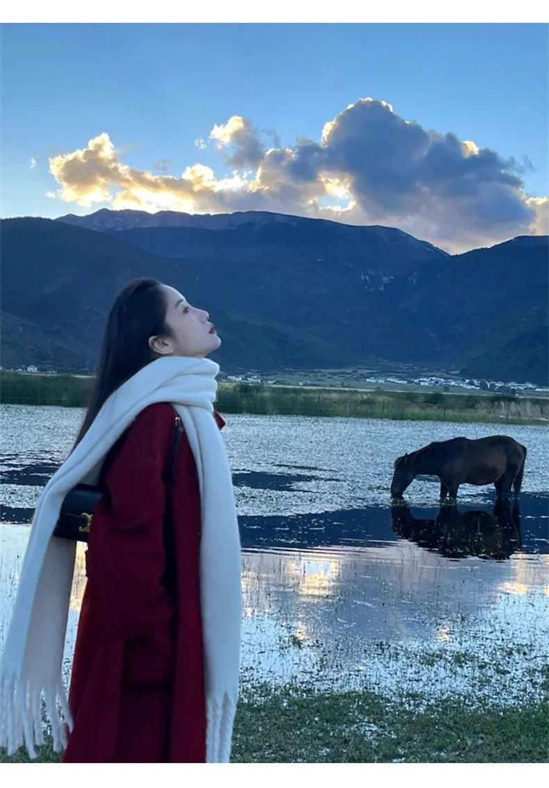 Women's Winter Scarf 2025 New Thickened Mohair Windproof Warm Long Plush Gift Large Shawl Warm Neck Accessories_voghion.com