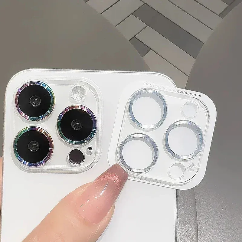 Kameraobjektivschutz für iPhone 16 Pro 15 14 13 12 Pro Max Plus Mini-Objektiv Metallring Gehärteter Glasschutzfilm Vollständige Abdeckung_voghion.com