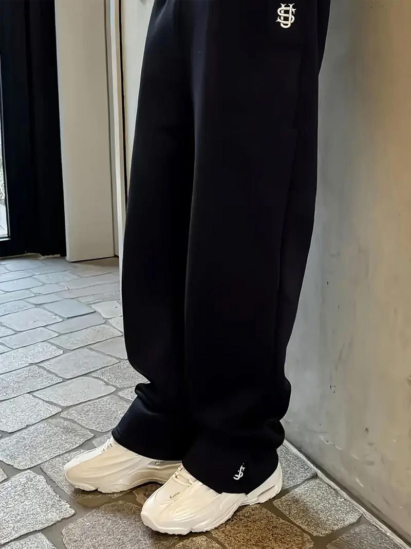 Men's Vintage Embroidered Sweatpants – Retro Streetwear Joggers With Loose Fit (Black/Flower Gray/Dark Gray, S-XXL)_voghion.com