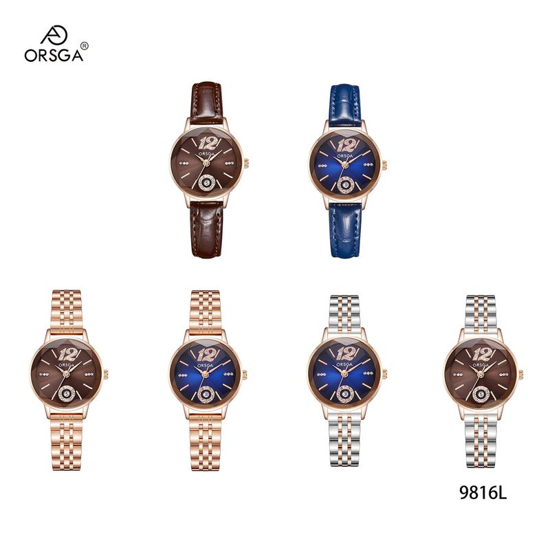 Orologio al quarzo di lusso da donna ORSGA Fashion con calendario tempestato di diamanti, impermeabile, in vetro prismatico, con trasmissione in diretta, luce brillante_voghion.com