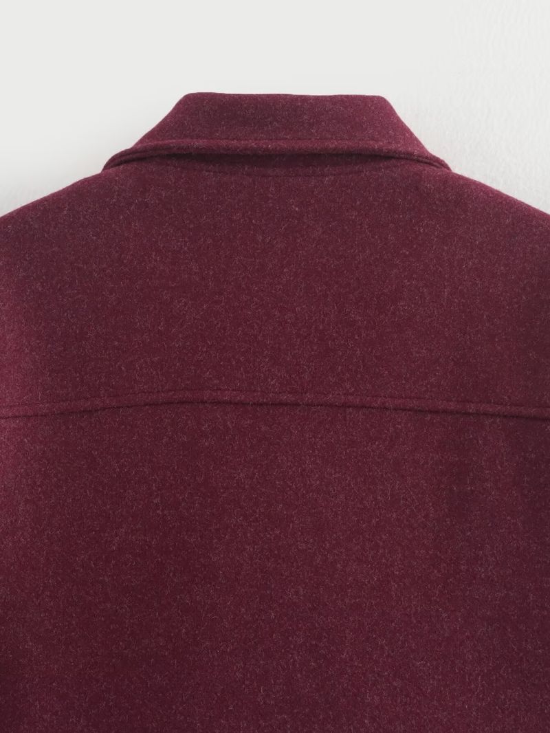 Trendige Jacke aus Wollmischung mit Reißverschluss – Stylischer Tweedmantel für Damen mit Taschen, Streetwear-Chic (Weinrot, Grau, Kaffeebraun, S-L)_voghion.com