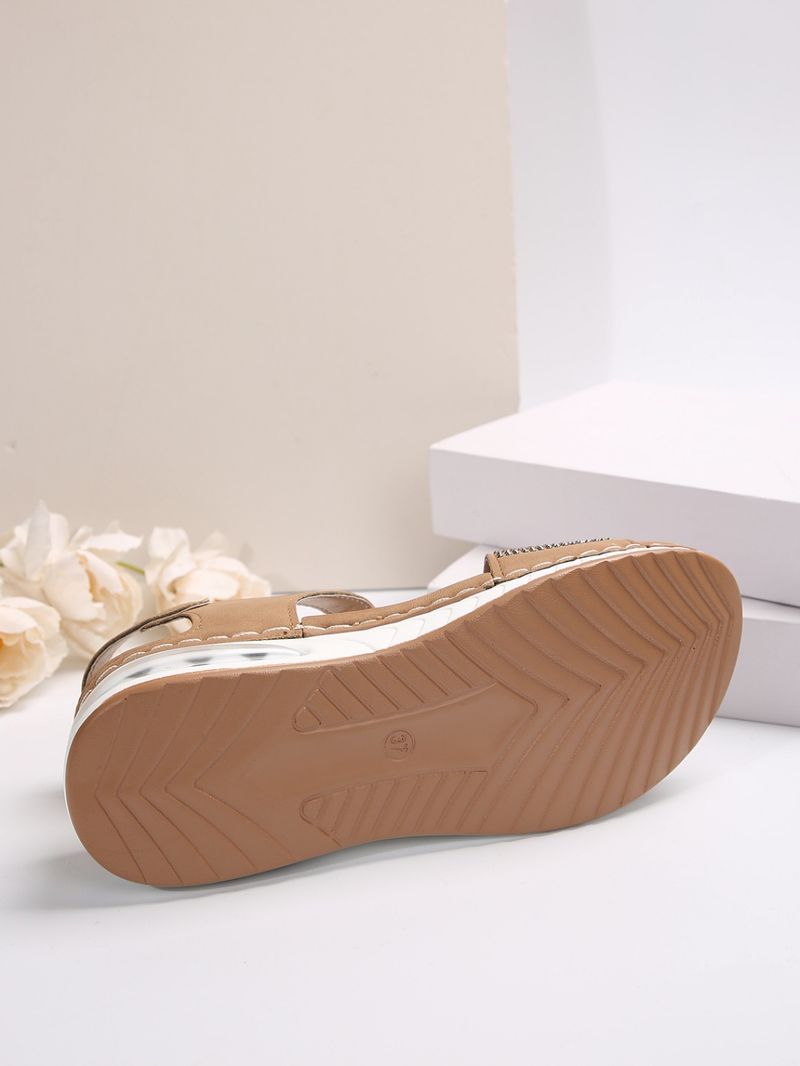 Sandali con zeppa e plateau da donna con plateau e strass con paillettes e cuscino d'aria_voghion.com