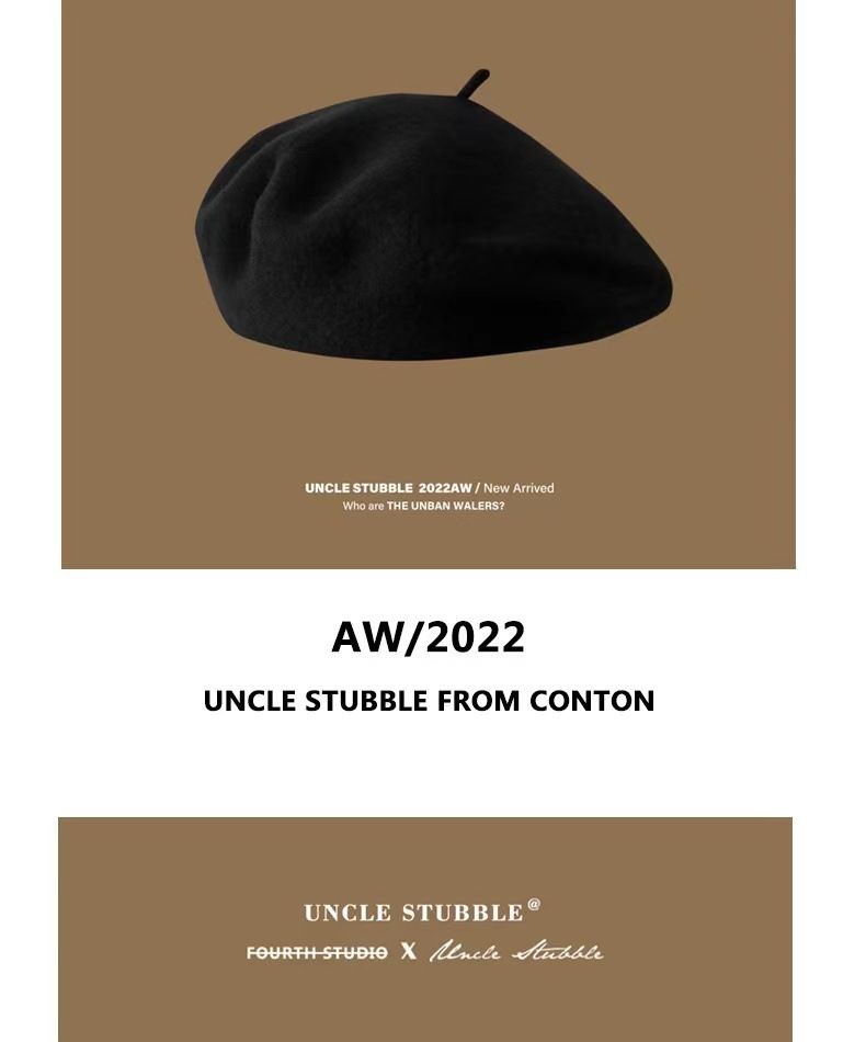 Unisex Wool beret not easy to pilling solid color retro painter hat for girls_voghion.com