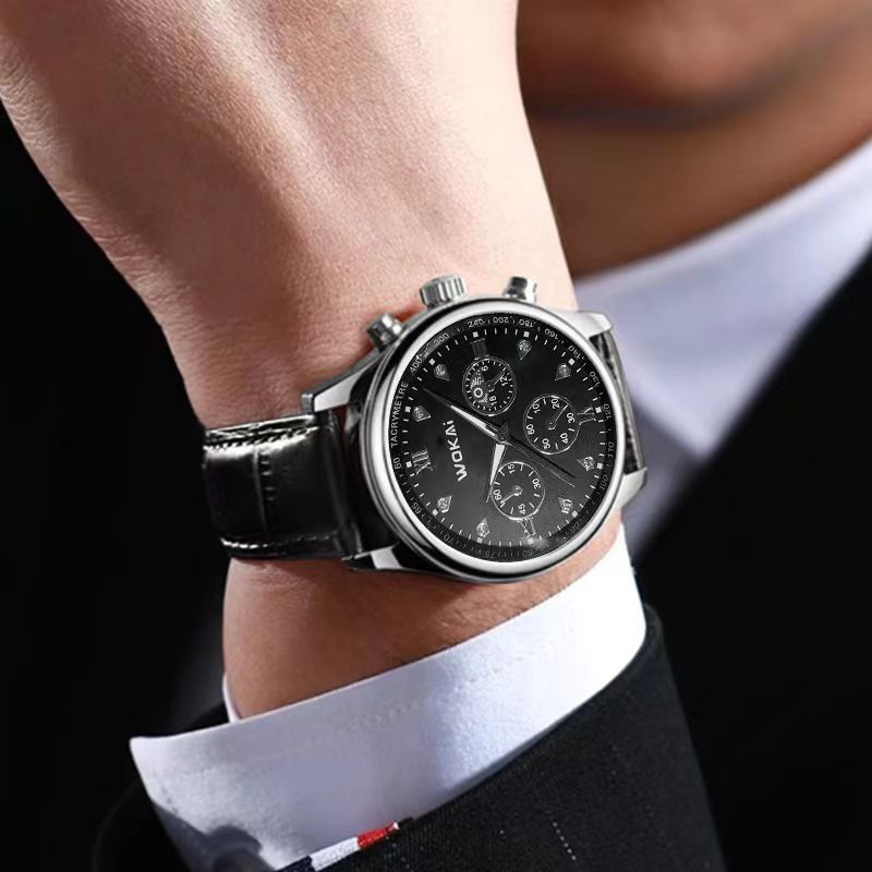 Business Casual Leather Strap Quartz Sports Men's Watch_voghion.com