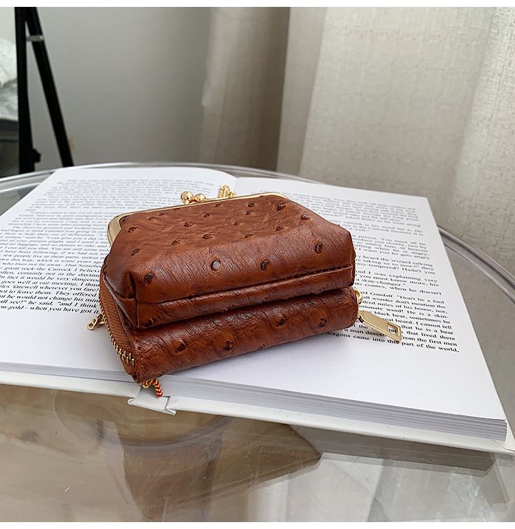 Torebka damska na jedno ramię, wzór strusia, mała torebka typu crossbody, tekstura popularna_voghion.com