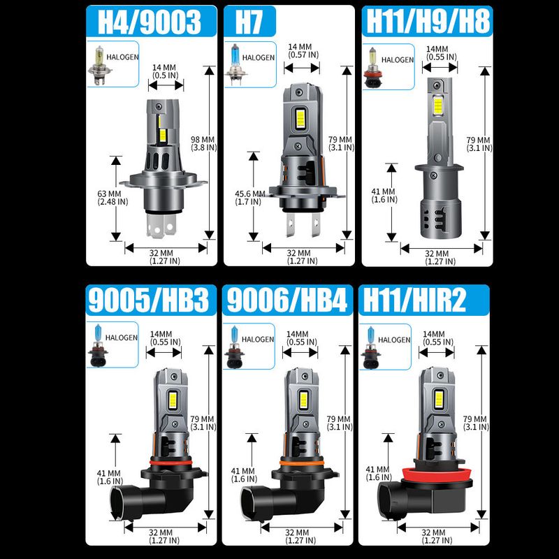 30000LM Mini LED Scheinwerfer Birne Drahtlose 250W CSP Für Auto Scheinwerfer Auto Diode Lampen H7 Turbo Led 12V 6500K_voghion.com