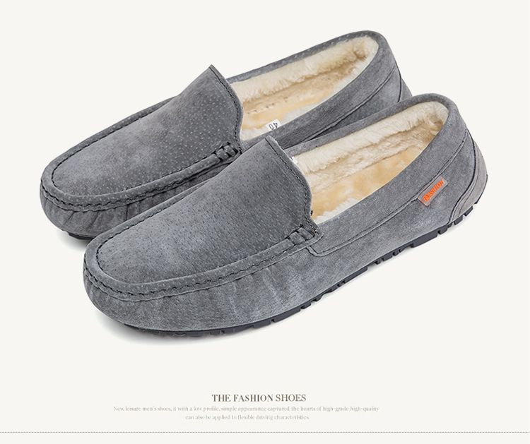 501-3 Winter Heren Bean Schoenen Katoenen Schoenen Rijschoenen Lage Top Mid-mouth Flip-on Warme Platte Casual Leren Schoenen met Fluweel_voghion.com