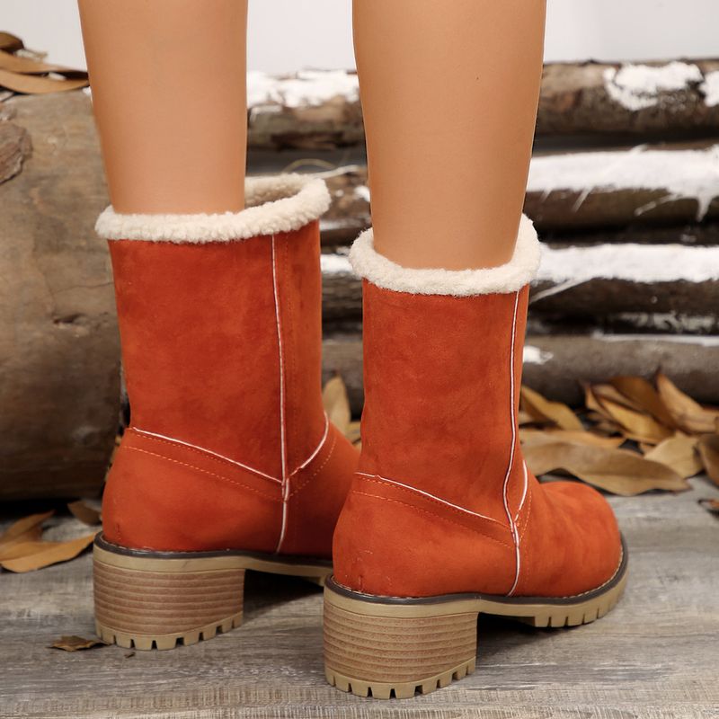Botas de nieve de ante con tacón grueso, talla 43, botas de algodón de talla grande_voghion.com