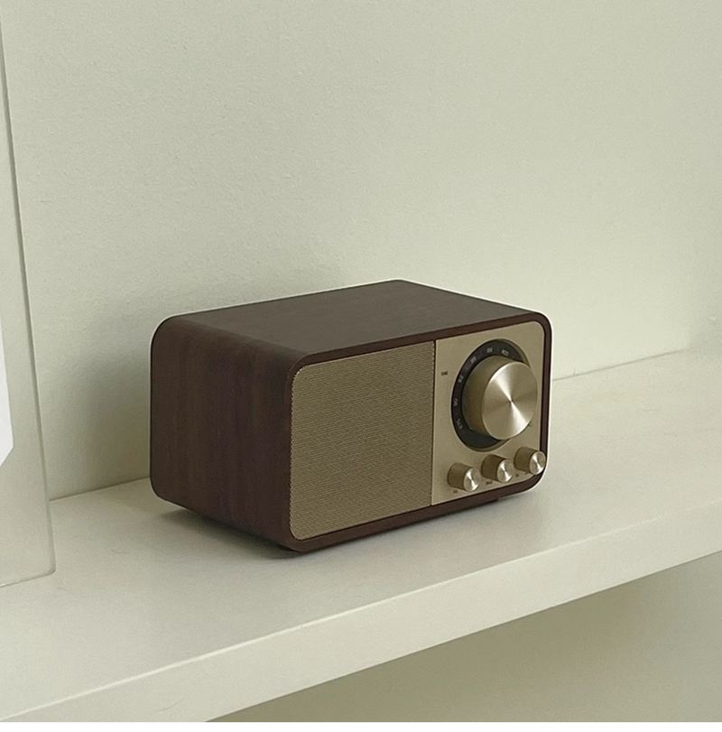 Kreatywny drewniany ładny Bluetooth Audio Retro przenośny subwoofer Sound Box Radio Photo Props z anteną_voghion.com
