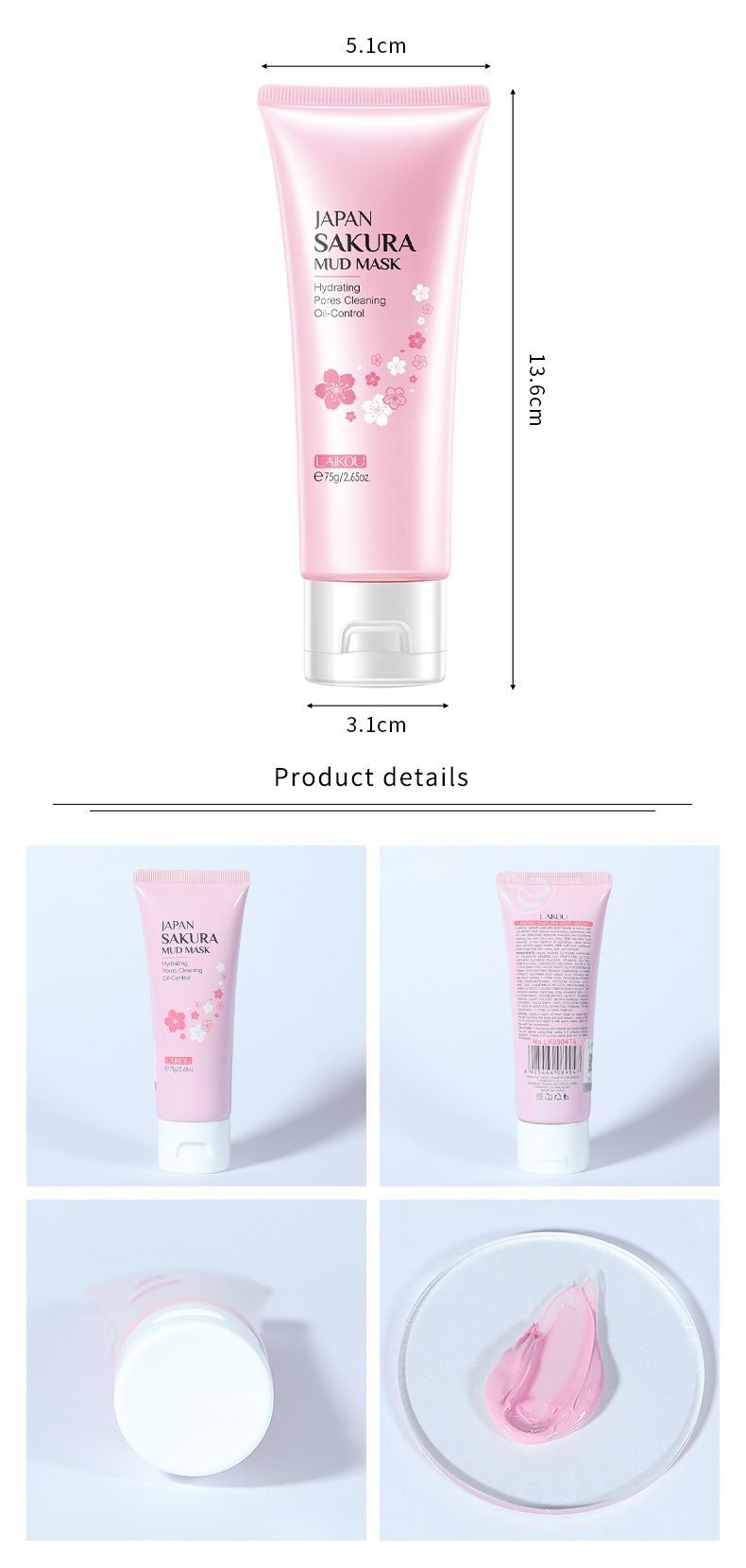 Makeup Tool Kits Sakura Mud Mask 75g Hydrating Moisturizing Cleansing Pore Mud Mask Skin Care Products_voghion.com