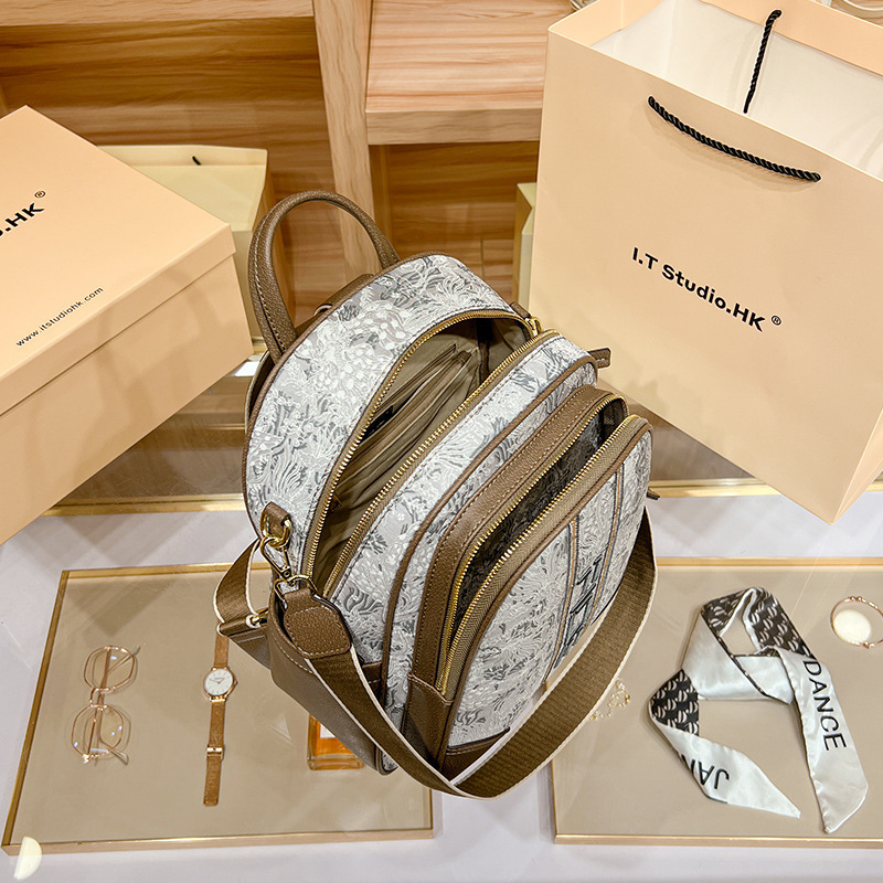 2024 Yeni Trendy High-end Nakış Baskılı Mizaç Sırt Çantası Niş Işık Lüks Moda Çok Yönlü Kadınlar için Seyahat Sırt Çantası_voghion.com