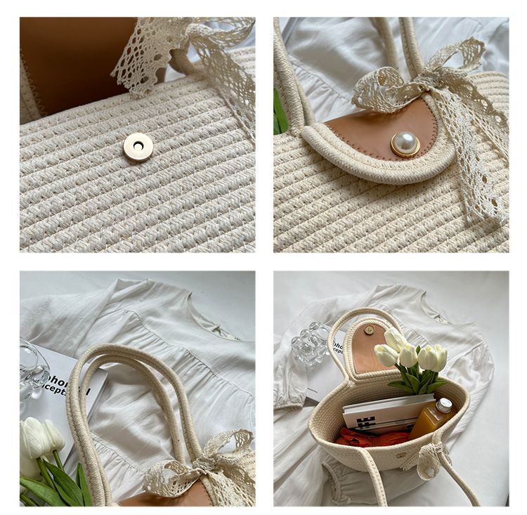 Chic Handbags 2024 New Woven Holiday Shoulder Bag Fashionable and Versatile Large-capacity Tote Bag Beach Bucket Bag_voghion.com