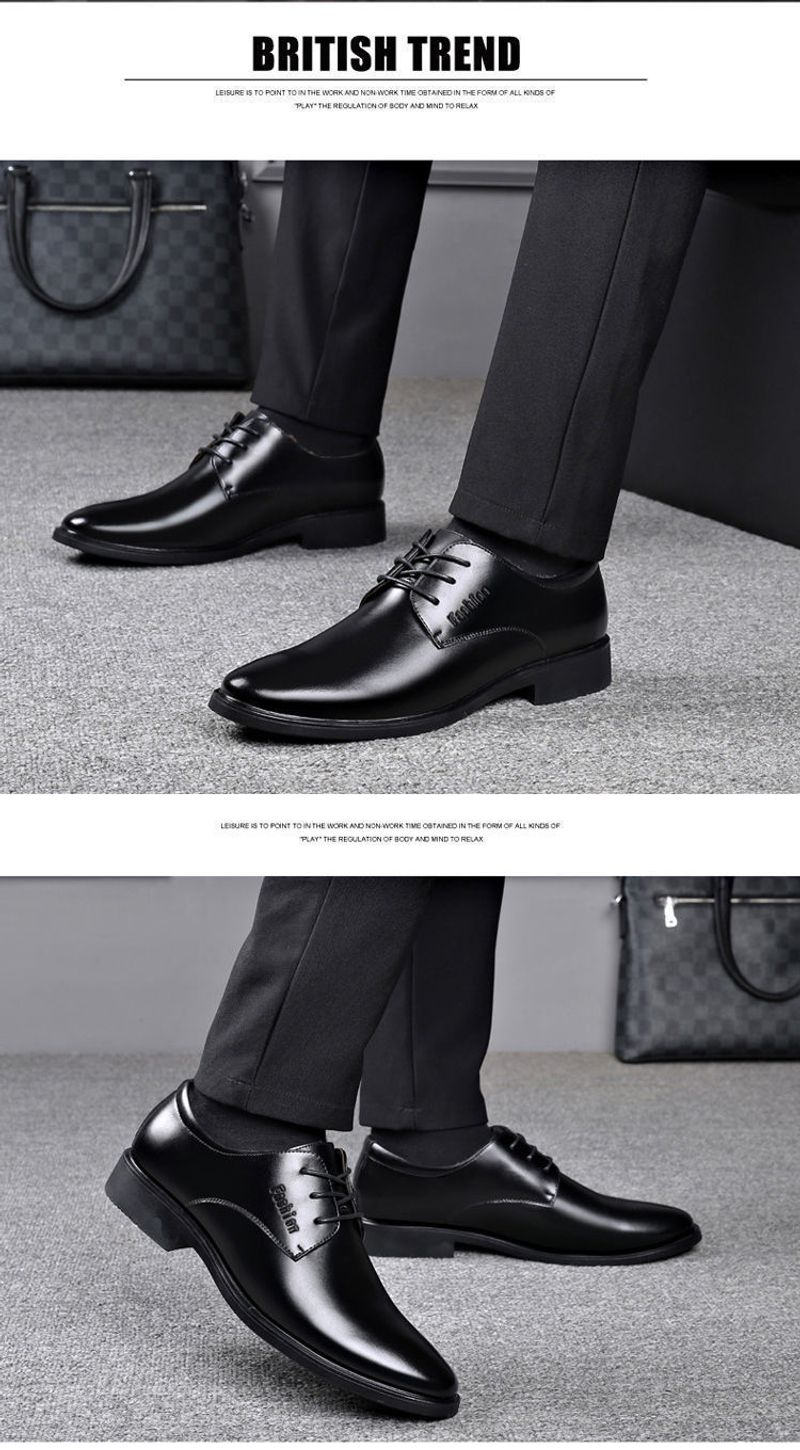 Selected New Elegant Men's British Style Elevated Business Casual Leather Fashion Simple Versatile Pointed Shoes_voghion.com
