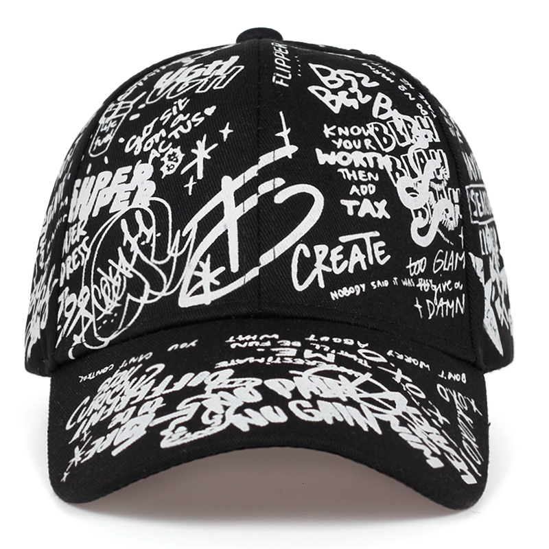 Șapcă de baseball cu imprimeu graffiti, pălării reglabile din bumbac, hip hop, street, pălărie de primăvară-vară, în aer liber, pentru cupluri_voghion.com