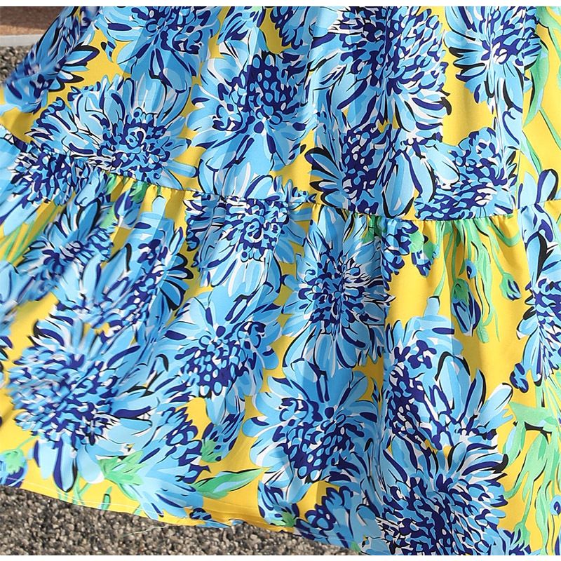 Vestido de praia feminino estilo pintado à mão, tamanho pequeno, vestido longo de festa à beira-mar_voghion.com