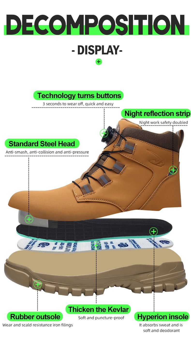 Stivali da lavoro impermeabili da uomo con punta in acciaio indistruttibile, anti-schiacciamento, scarpe antinfortunistiche resistenti al taglio, da motociclista, Botas Para Hombre_voghion.com