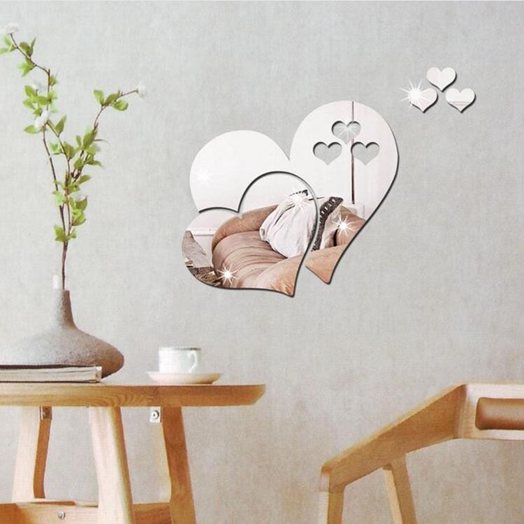 Home acrylic 3D self-adhesive Love mirror sticker DIY decorative painting background wall_voghion.com