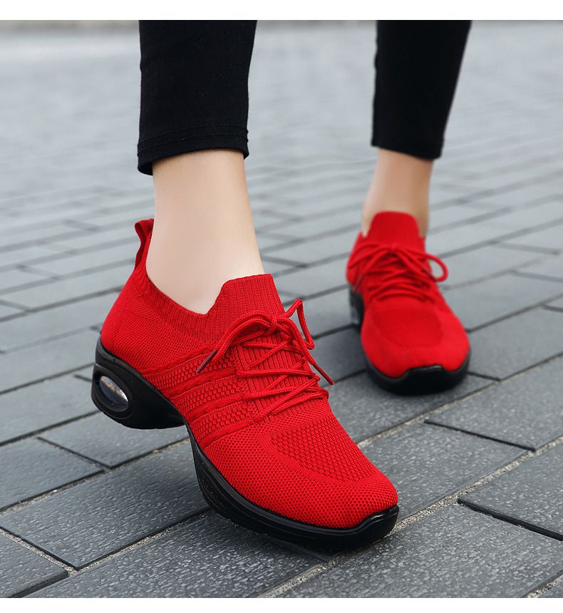 Tanzschuhe Damenschuhe Polyurethan Dickbesohlte Leichte Square Dance Atmungsaktive Wanderschuhe für Mütter mittleren Alters und ältere Menschen_voghion.com
