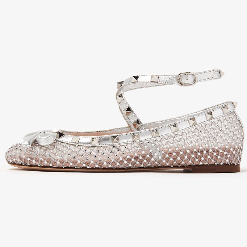 European And American Cross-Border Trade New Fashion Show Mesh Rhinestone One-Strap Niche Large Size Flat Original Toe_voghion.com
