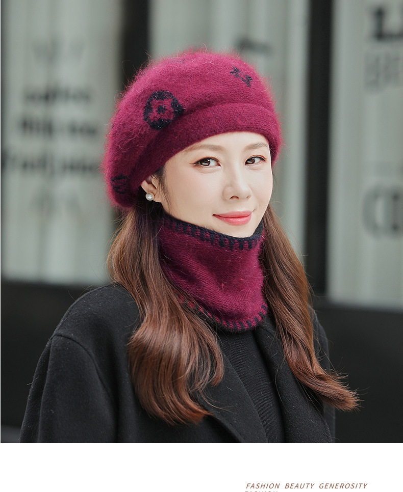 Konijnenhaar voor vrouwen in de wintermode, wollen knop voor moeders van middelbare leeftijd en oudere vrouwen, warme gebreide muts, dikke baretmuts_voghion.com
