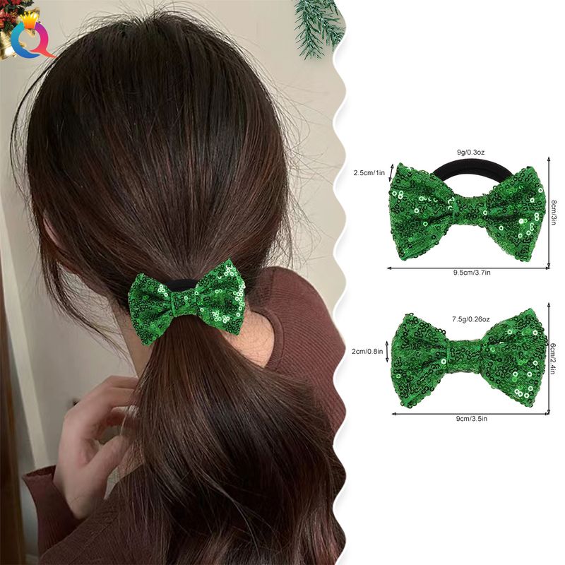 Set di fermagli e elastici per capelli con fiocco glitterato: accessori per capelli eleganti e giocosi per donne e ragazze (verde/rosso/giallo)_voghion.com