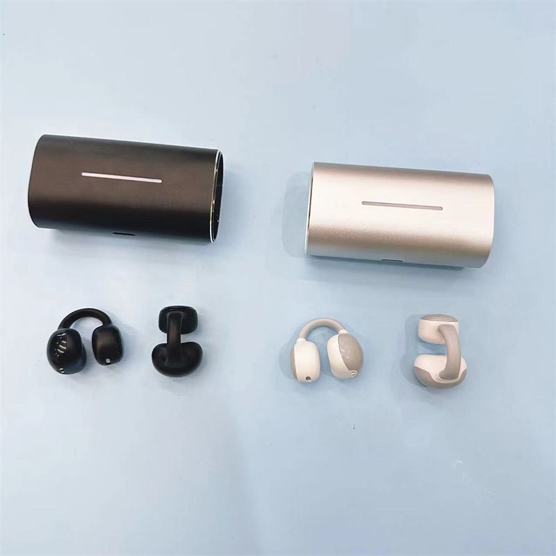 Portable Headset with Microphone Clip On Ear Headphones with Charging Case Open Ear Wireless Earbuds_voghion.com
