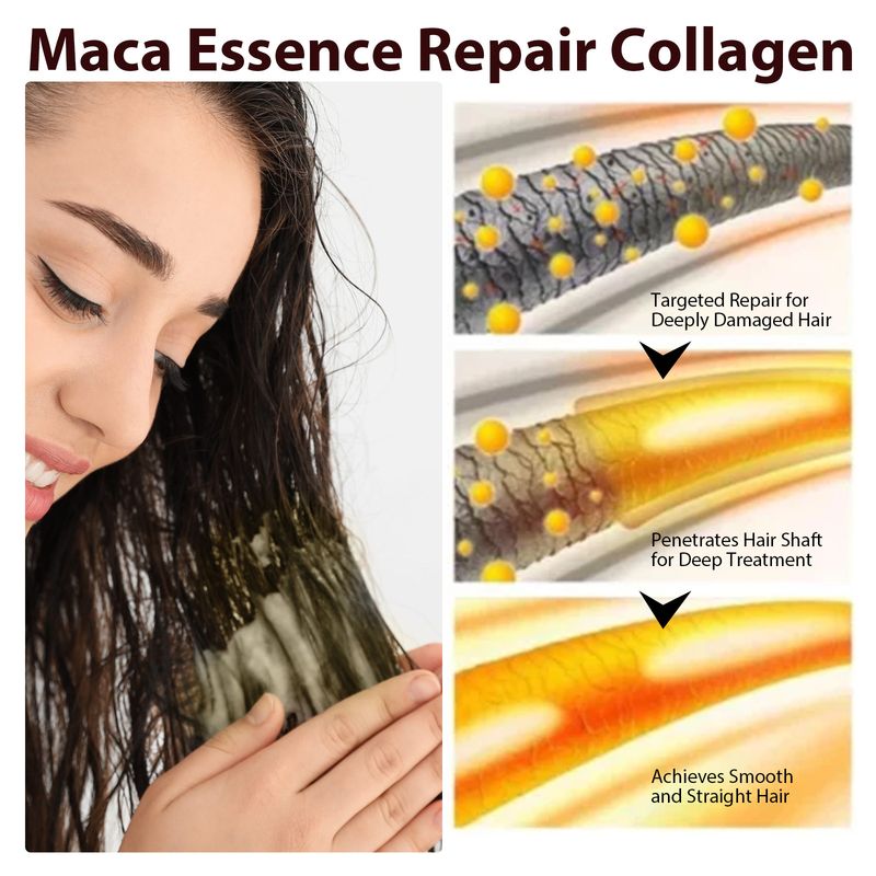 Maschera per capelli con collagene riparatore, capelli secchi, ribelli e nodosi, forti, idratanti e lisci._voghion.com